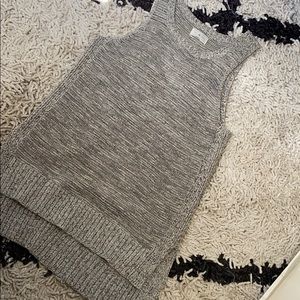 Lou & Grey Black White Marled Sleeveless Sweater